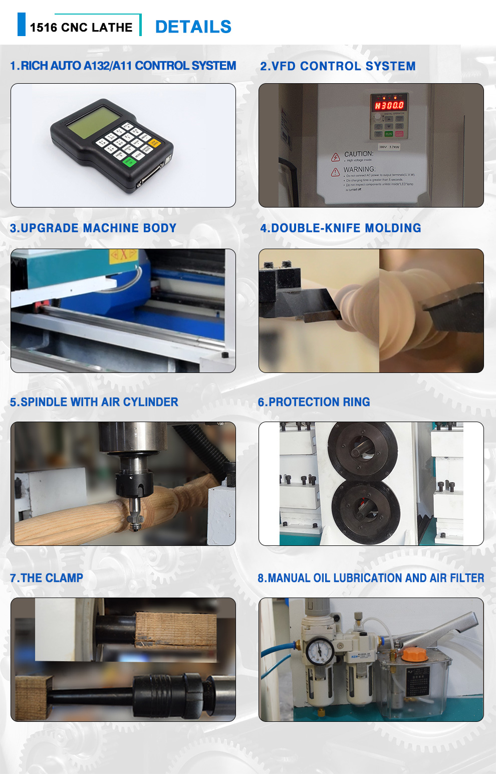 CNC Wood Lathe Engraving Machinery Turning Rotary